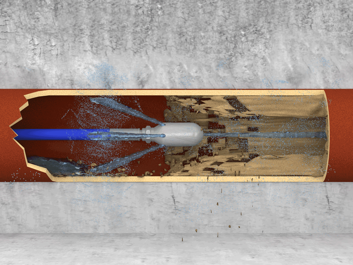 Rohrreinigung mit Hochdruckdüse